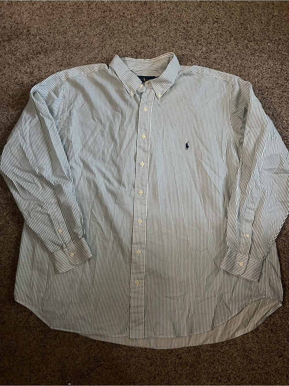 Ralph Lauren green and White Striped Button-Down Shirt
